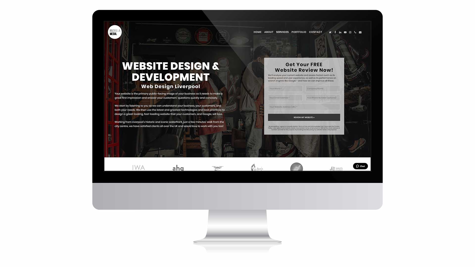 Web Design page on monitor